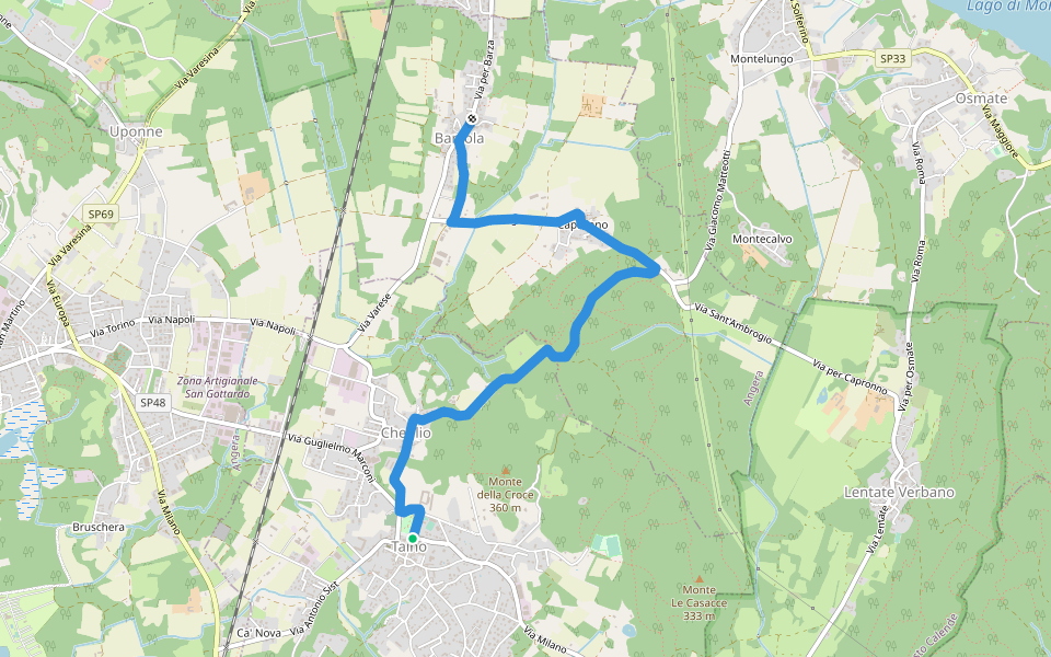 Sentiero della Lungo un filo di seta walking route map in Taino