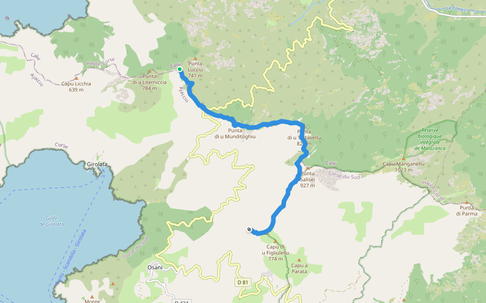 Mare è Monti Nord Variante walking route map in Galéria