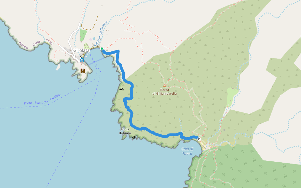 Mare è Monti Nord Variante walking route map in Osani