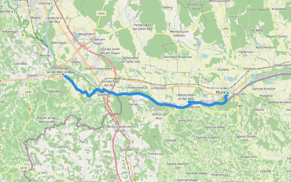 Südalpenweg 03 - Etappe 2 walking route map in Mureck