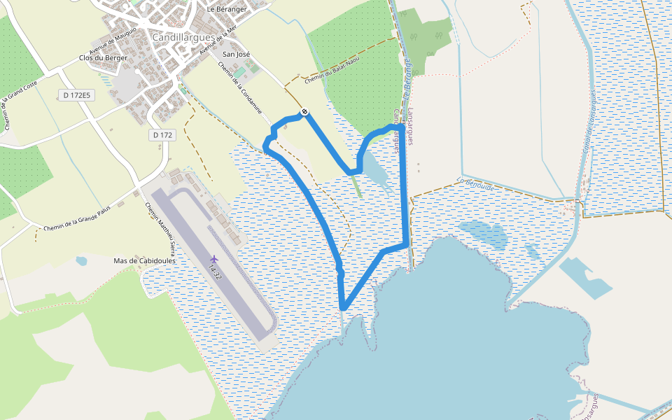 Sentier de découverte walking route map in Candillargues