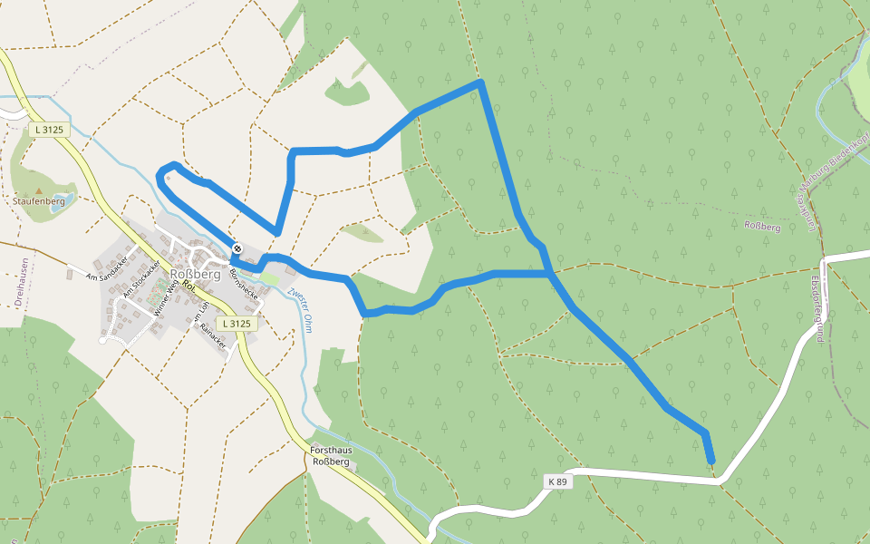 Roßberger Erlebnisweg walking route map in Ebsdorfergrund