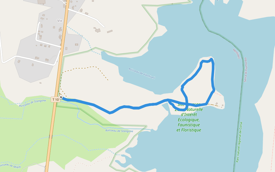 Balade de la presqu’île d’Isola - étang de Palu walking route map in Ventiseri