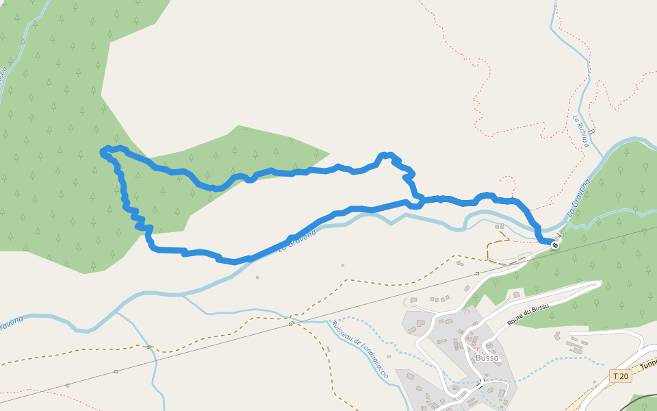 Boucle de Nidu di u Corbu walking route map in Bocognano