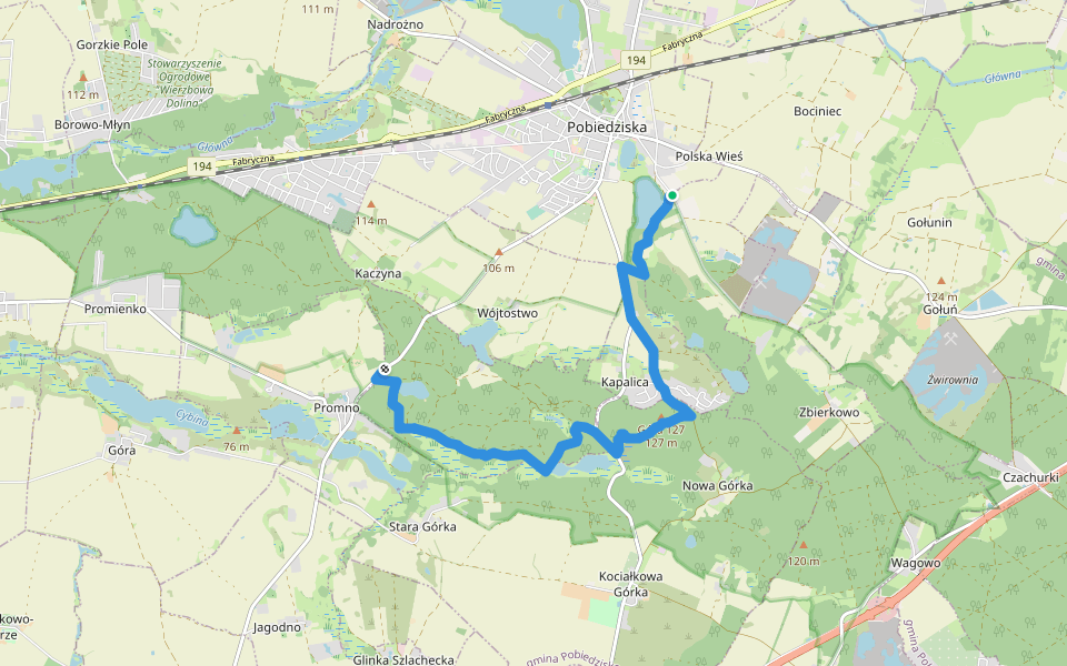 Oborniki - Pobiedziska walking route map in Polska Wieś