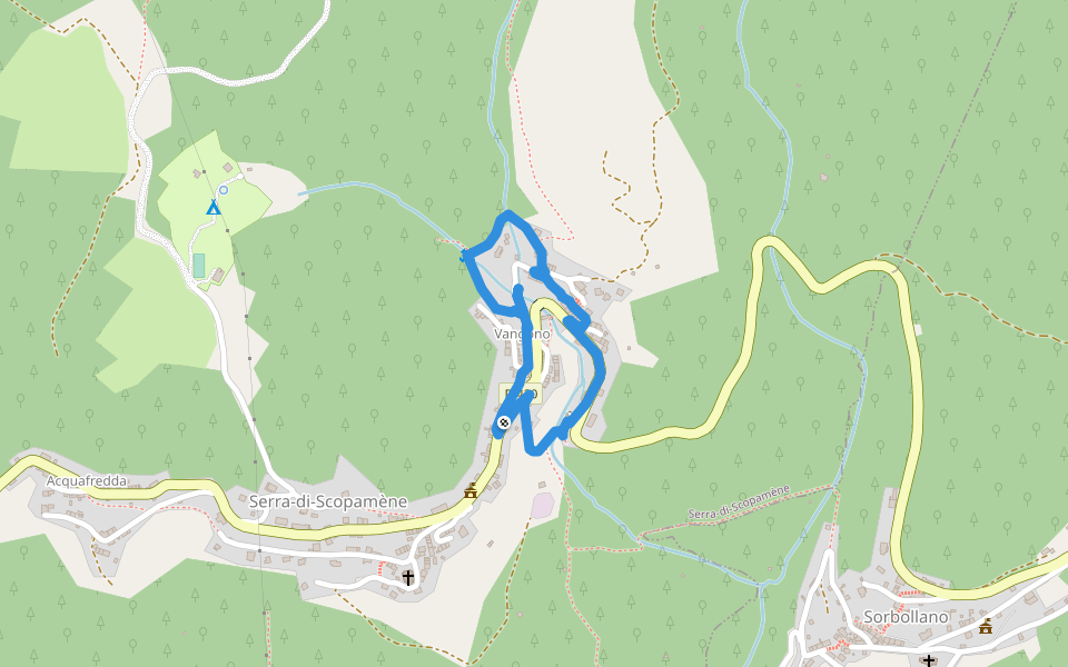 Sentier du Patrimoine de Serra-di-Scopamène walking route map in Serra-di-Scopamène