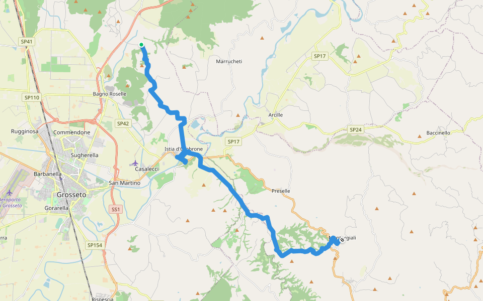 Antica Via Clodia Tappa 01 walking route map in Grosseto