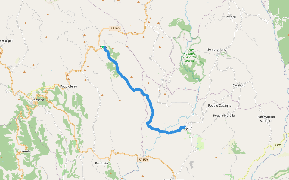 Antica Via Clodia Tappa 03 walking route map in Murci