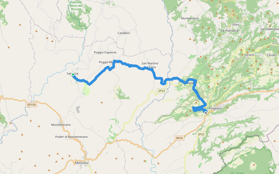 Antica Via Clodia Tappa 04 walking route map in Saturnia