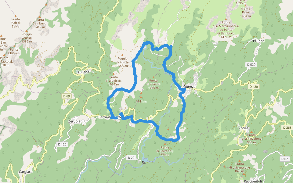 Boucle 2 - Serra-di-Scopamène<->Quenza walking route map in Serra-di-Scopamène