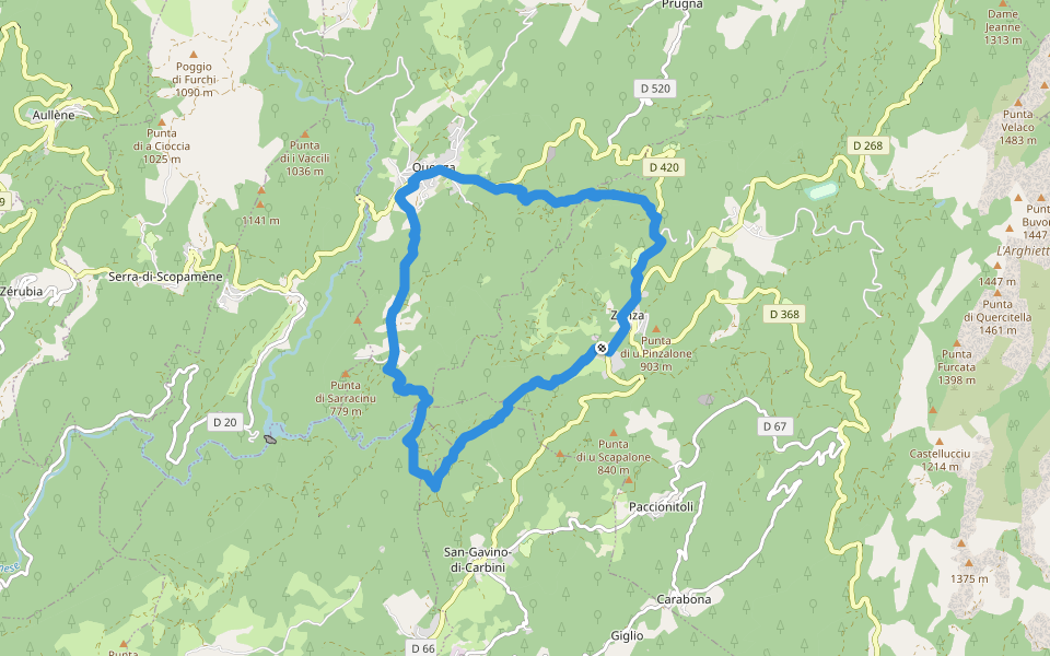 Boucle 3 - Zonza<->Quenza walking route map in Zonza