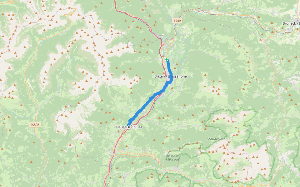 Jakobsweg Klausen - Cammino di San Giacomo Chiusa walking route map in Novacella