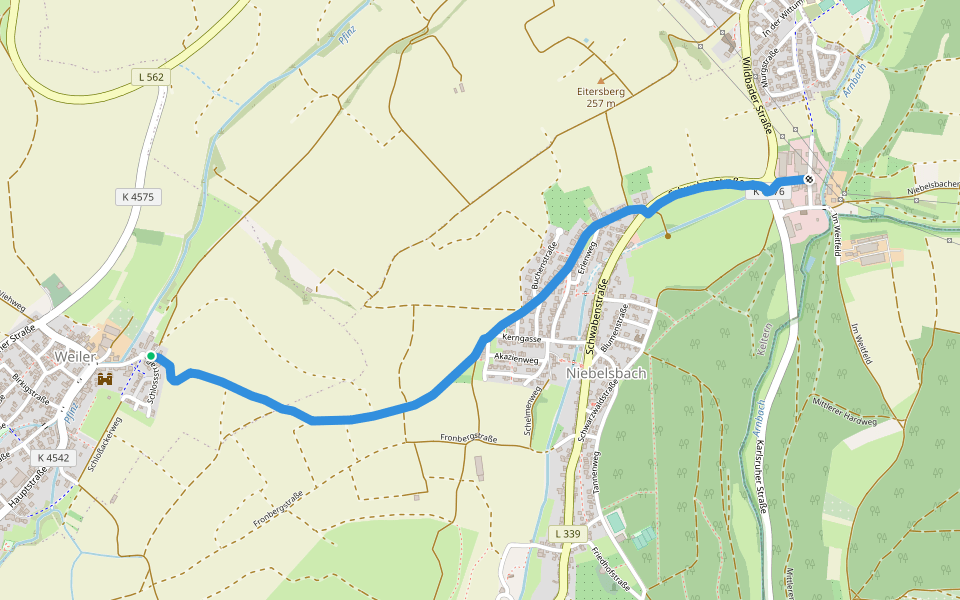 Weiler Bahntrasse - Grenzsägmühle walking route map in Keltern