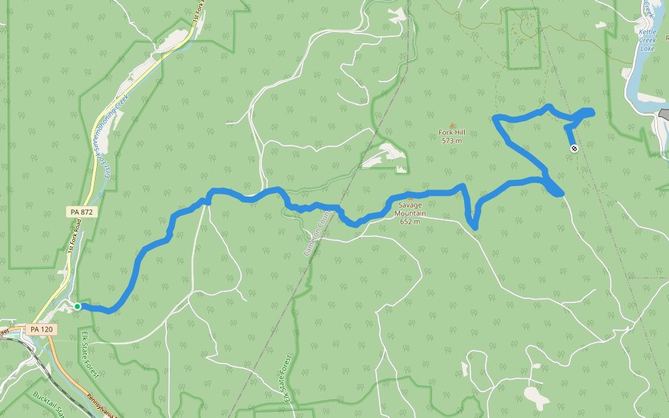 Donut Hole Trail walking route map in Sinnamahoning