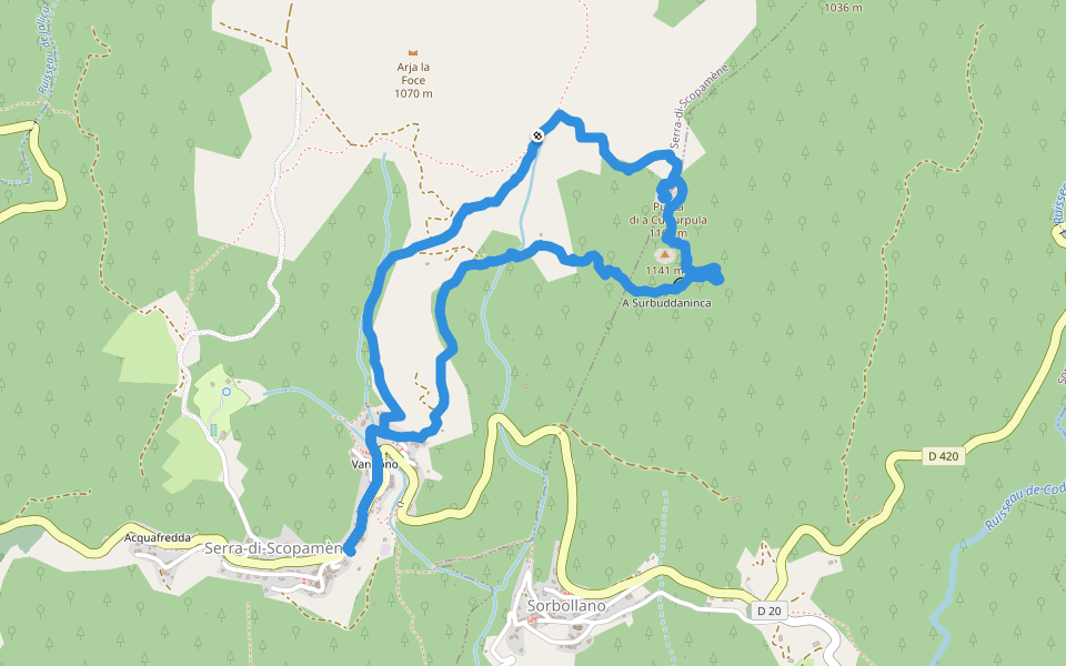 A Strada di Rinucciu - Sentier Archéologique de Cuciurpula walking route map in Serra-di-Scopamène