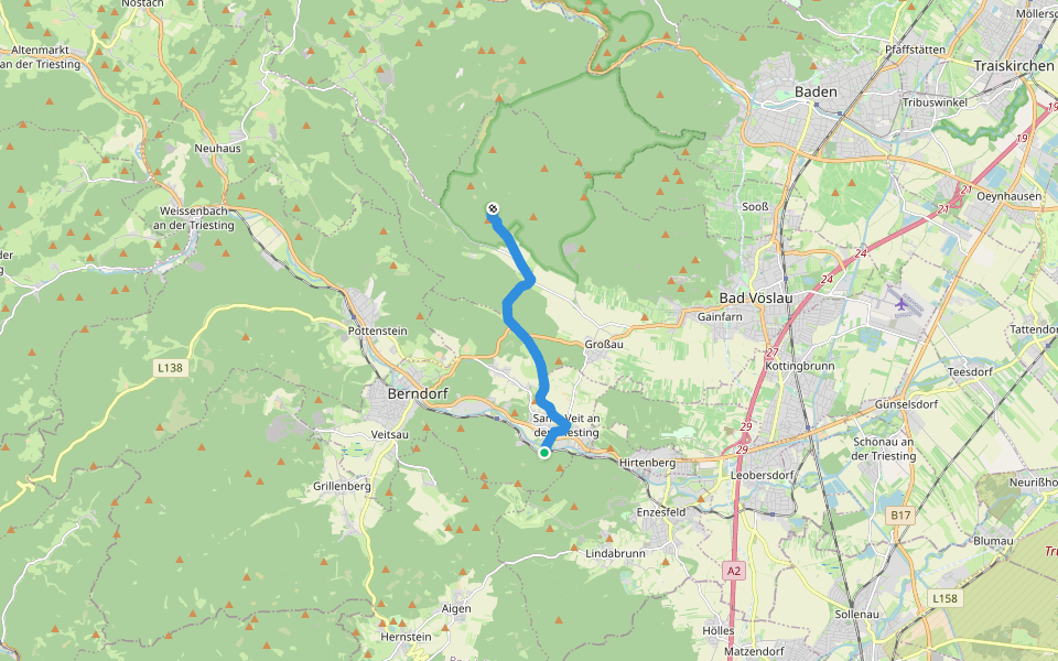 St. Veit (Berndorf) - Merkenstein walking route map in Berndorf