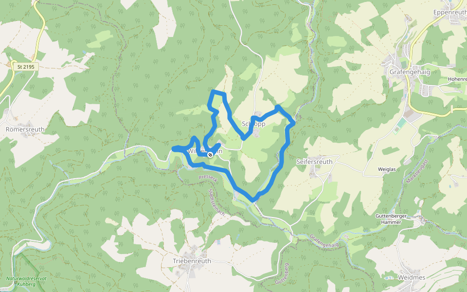 Eulenspiegel-Weg KU 56 walking route map in Presseck