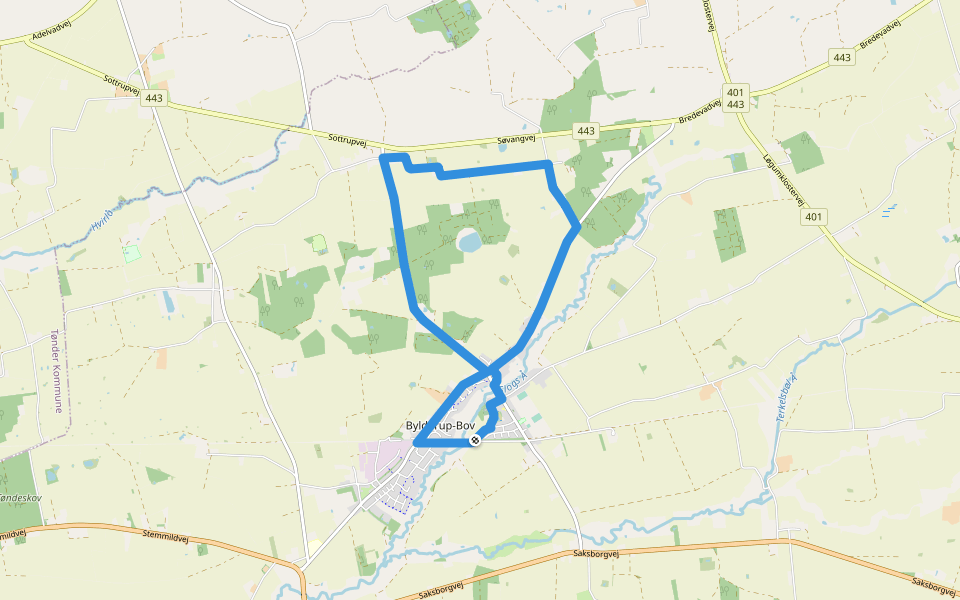 Ad gamle veje og stier walking route map in Bylderup-Bov