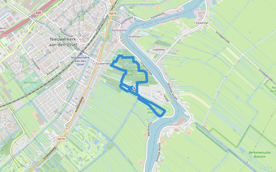 Hitland-Noord 5 Km walking route map in Nieuwerkerk aan den IJssel