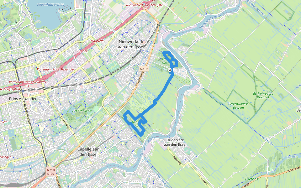 Hitland 10 Km walking route map in Nieuwerkerk aan den IJssel