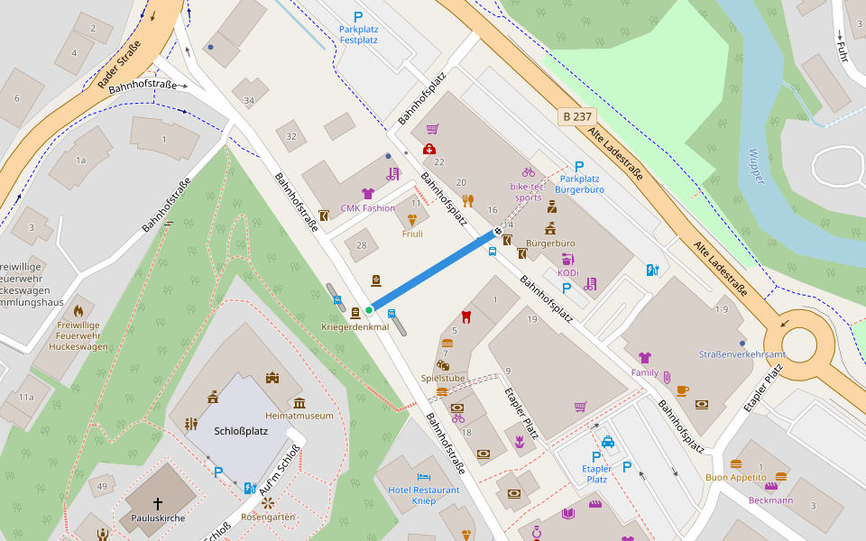 Historischer Rundweg Hückeswagen walking route map in Hückeswagen