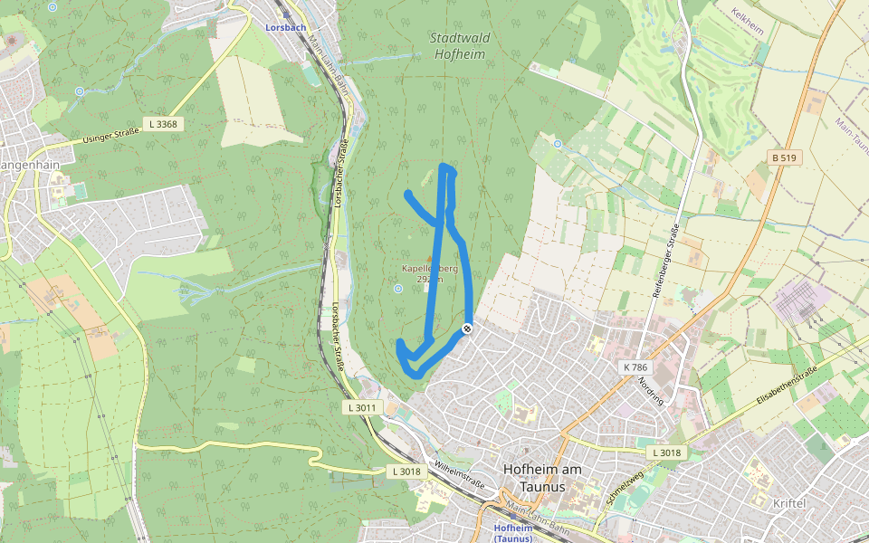 Archäologischer Wanderweg Kapellenberg walking route map in Hofheim am Taunus
