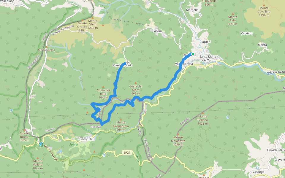 Sbarbori - Guado - Pianlavagnolo walking route map in Santa Maria del Taro
