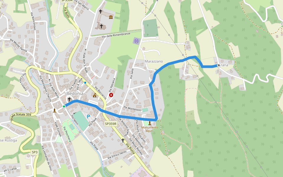 Bedonia - Forana walking route map in Bedonia