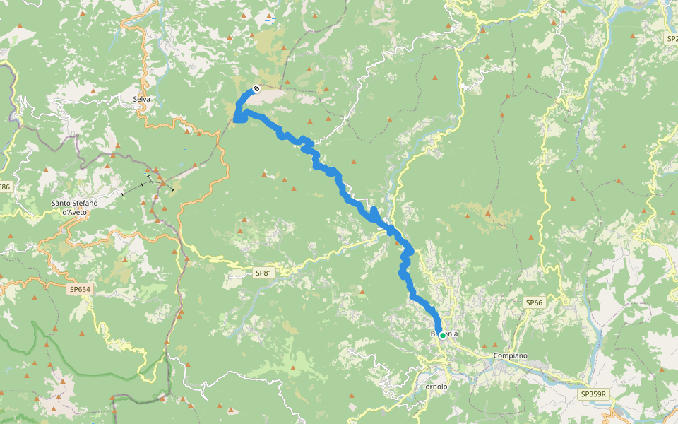 Bedonia -Monte Ragola walking route map in Bedonia