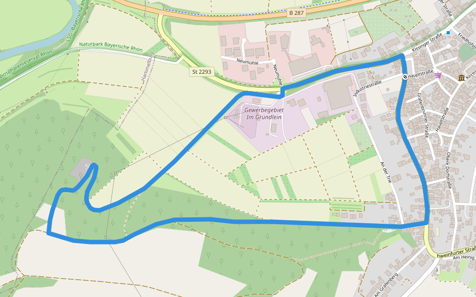 Rhön-Rundweg Fuchsstadt 1 walking route map in Fuchsstadt