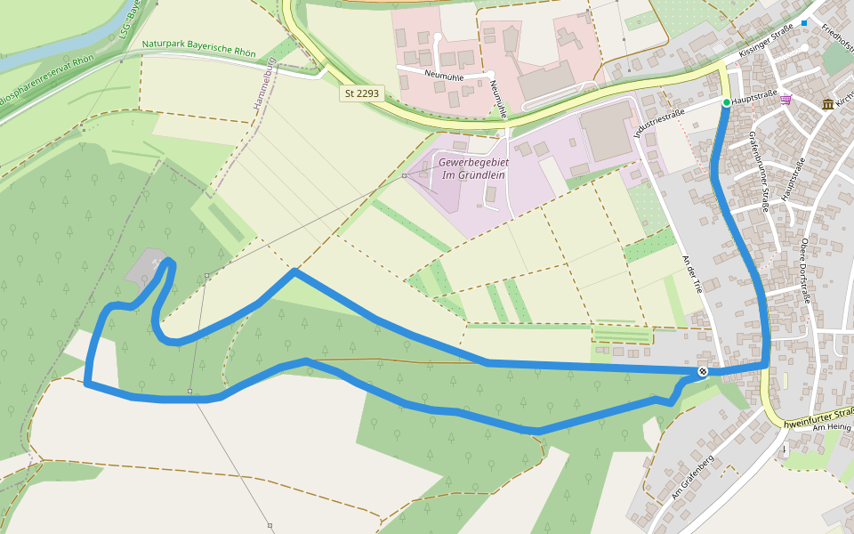 Rhön-Rundweg Fuchsstadt 2 walking route map in Fuchsstadt