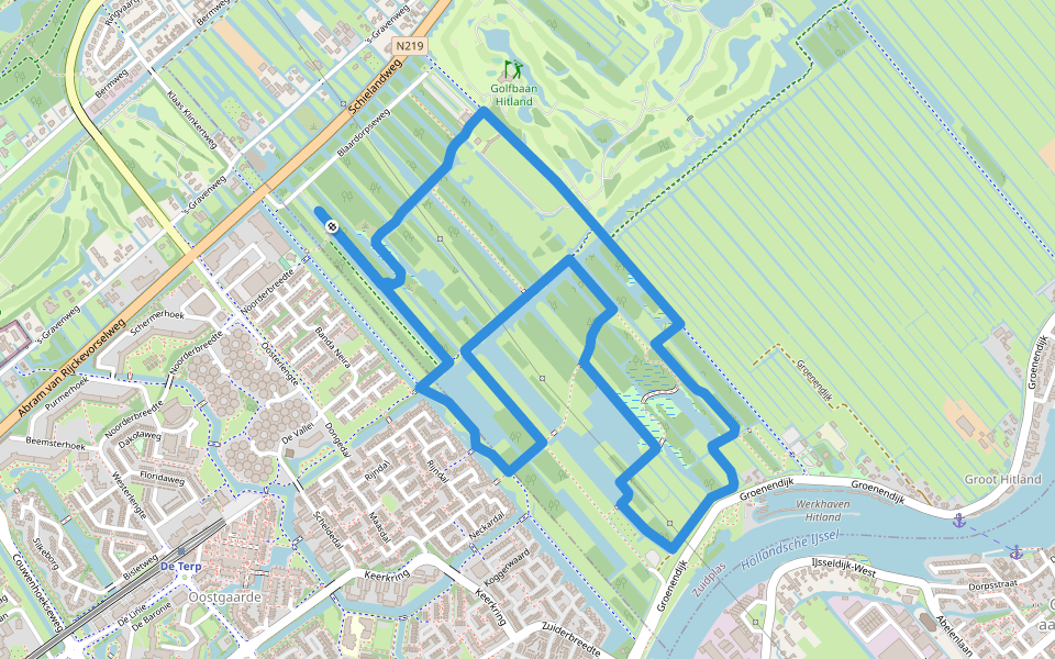 Hitland-Zuid 5 Km walking route map in Capelle aan den IJssel