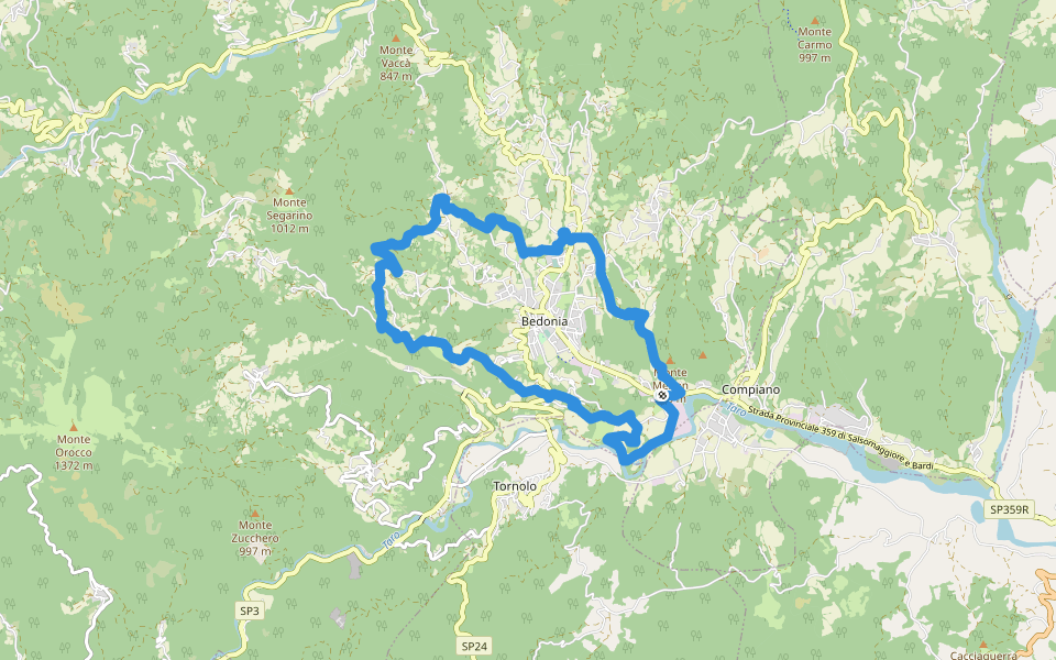 Anello BE01 walking route map in Bedonia