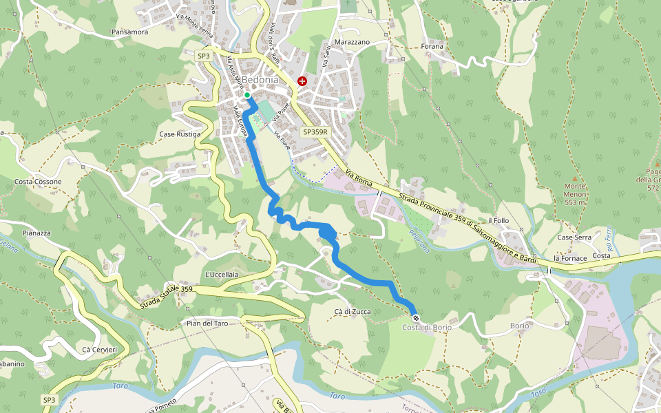 collegamento Sud Bedonia anello BE01 walking route map in Bedonia