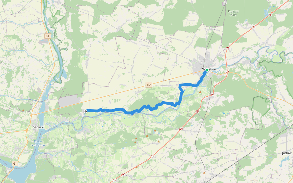Wyszków - Popowo Kościelne, PKS walking route map in Wyszków
