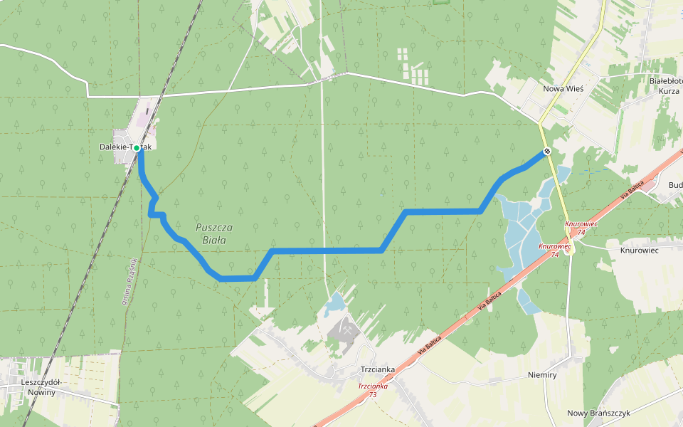 Dalekie, PKP - Uroczysko Jegiel walking route map in Dalekie-Tartak