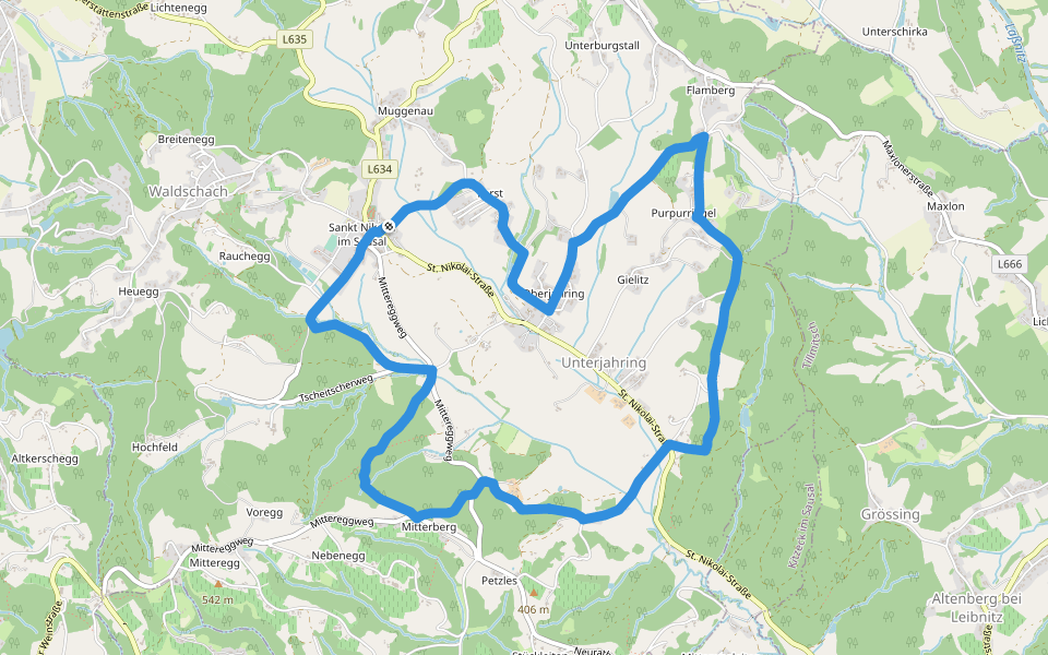 Jahringer Runde walking route map in Sankt Nikolai im Sausal