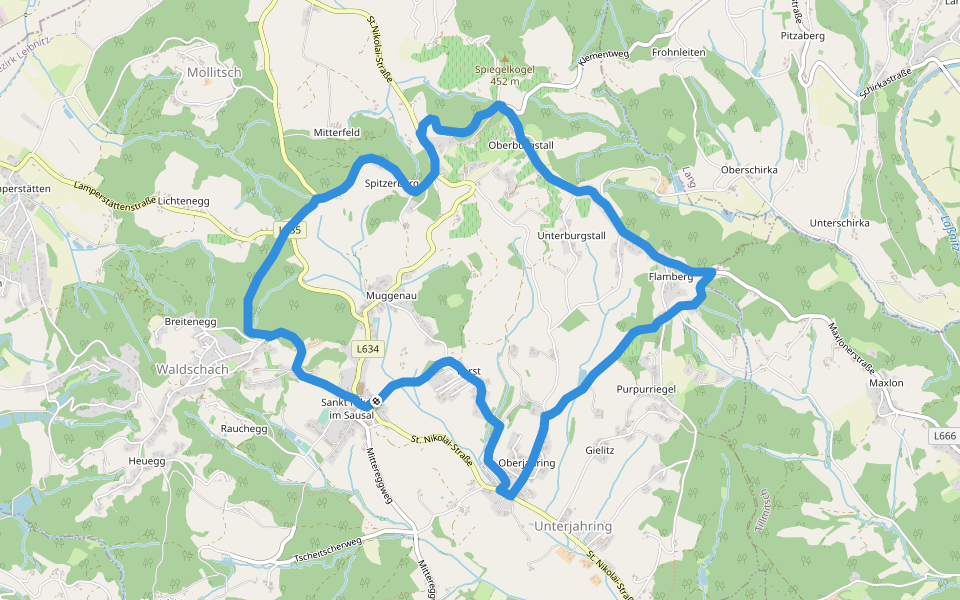 Greibrunnweg walking route map in Sankt Nikolai im Sausal