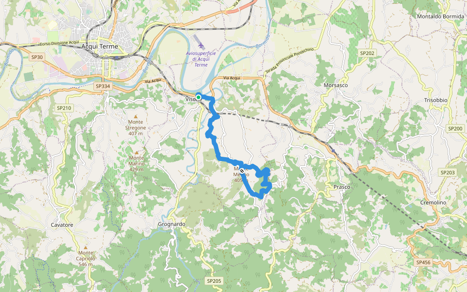 Il Sentiero della Torre (Visone) walking route map in Visone