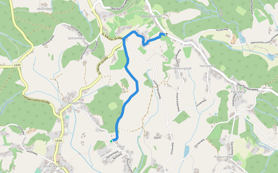 Greibrunnweg, Variante walking route map in Sankt Nikolai im Sausal