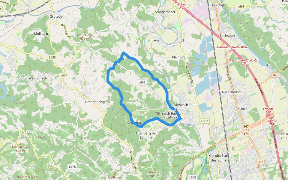 Tillmitscher Rundwanderweg walking route map in Tillmitsch Links der Laßnitz