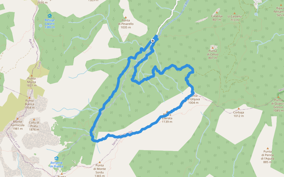 Boucle de la cascade de l'Ondella walking route map in San-Gavino-di-Fiumorbo