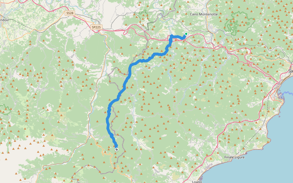 Millesimo - Colle Quazzo walking route map in Cosseria