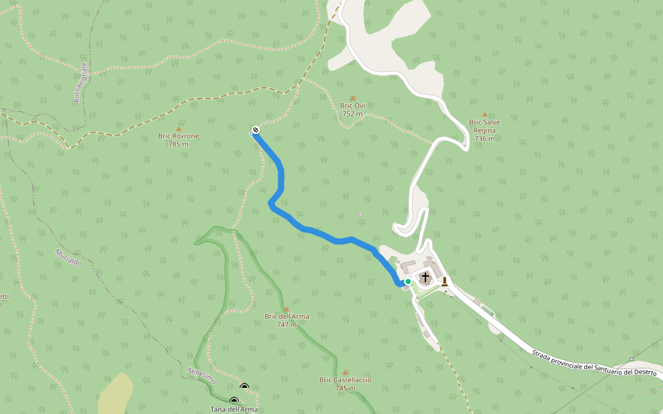 Santuario del Deserto - Bric Ovi walking route map in Santuario del Deserto