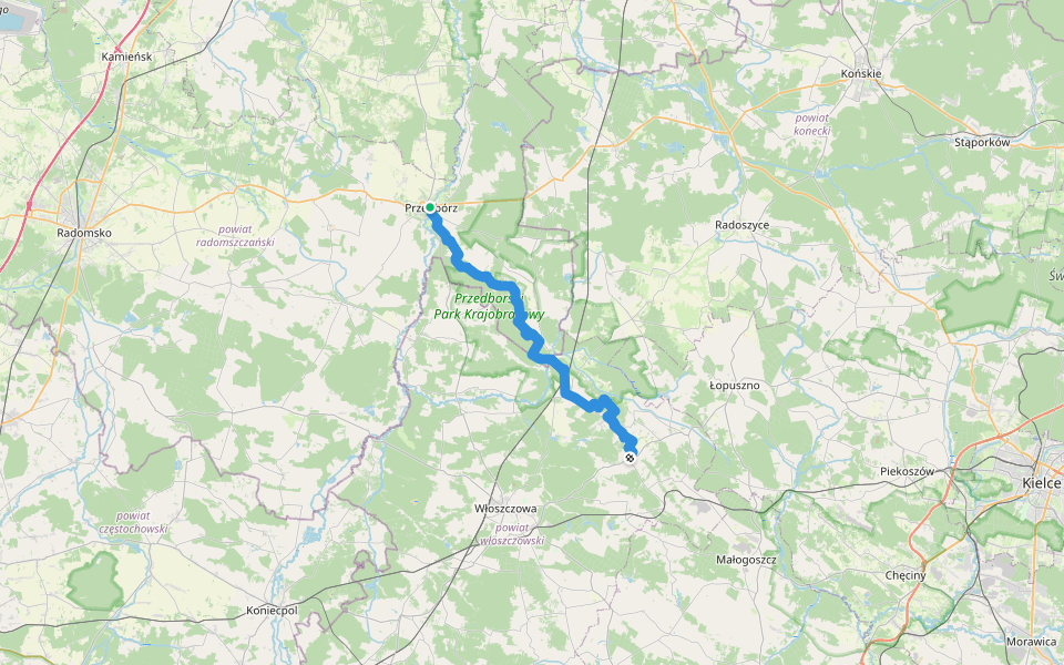 Szlak Królewskich Łowów walking route map in Przedbórz