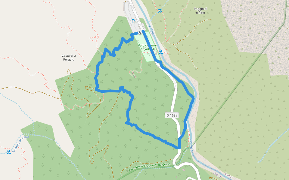 Boucle de Petra Stretta walking route map in Zonza