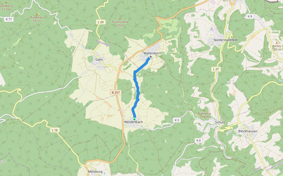 Wallenborn - Weidenbach walking route map in Weidenbach