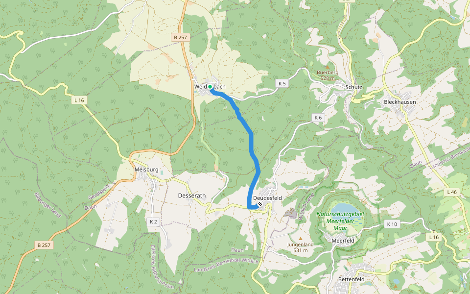 Weidenbach - Deudesfeld walking route map in Weidenbach