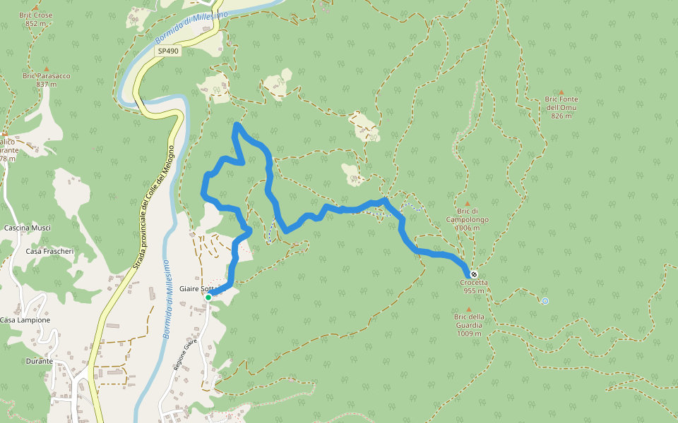 Giaire Sottane - Crocetta walking route map in Giaire Sottane