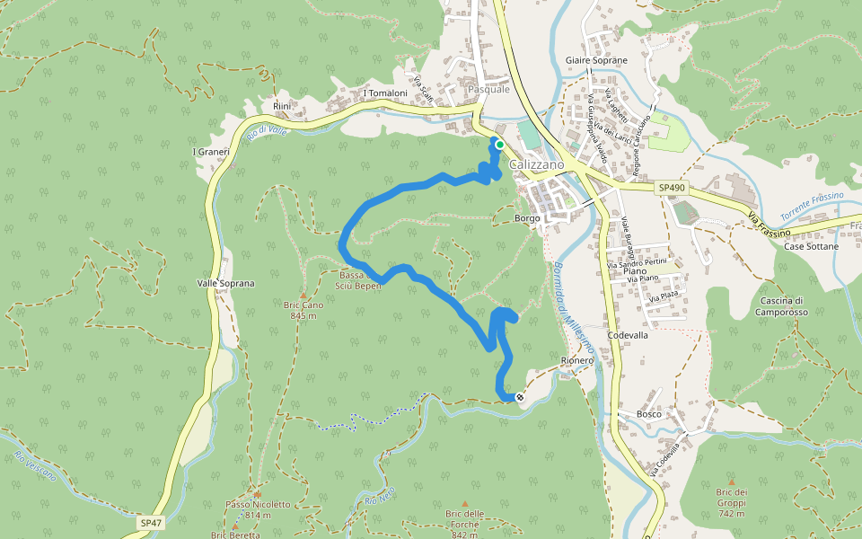 Borgo Calizzano - Castagnone walking route map in Calizzano